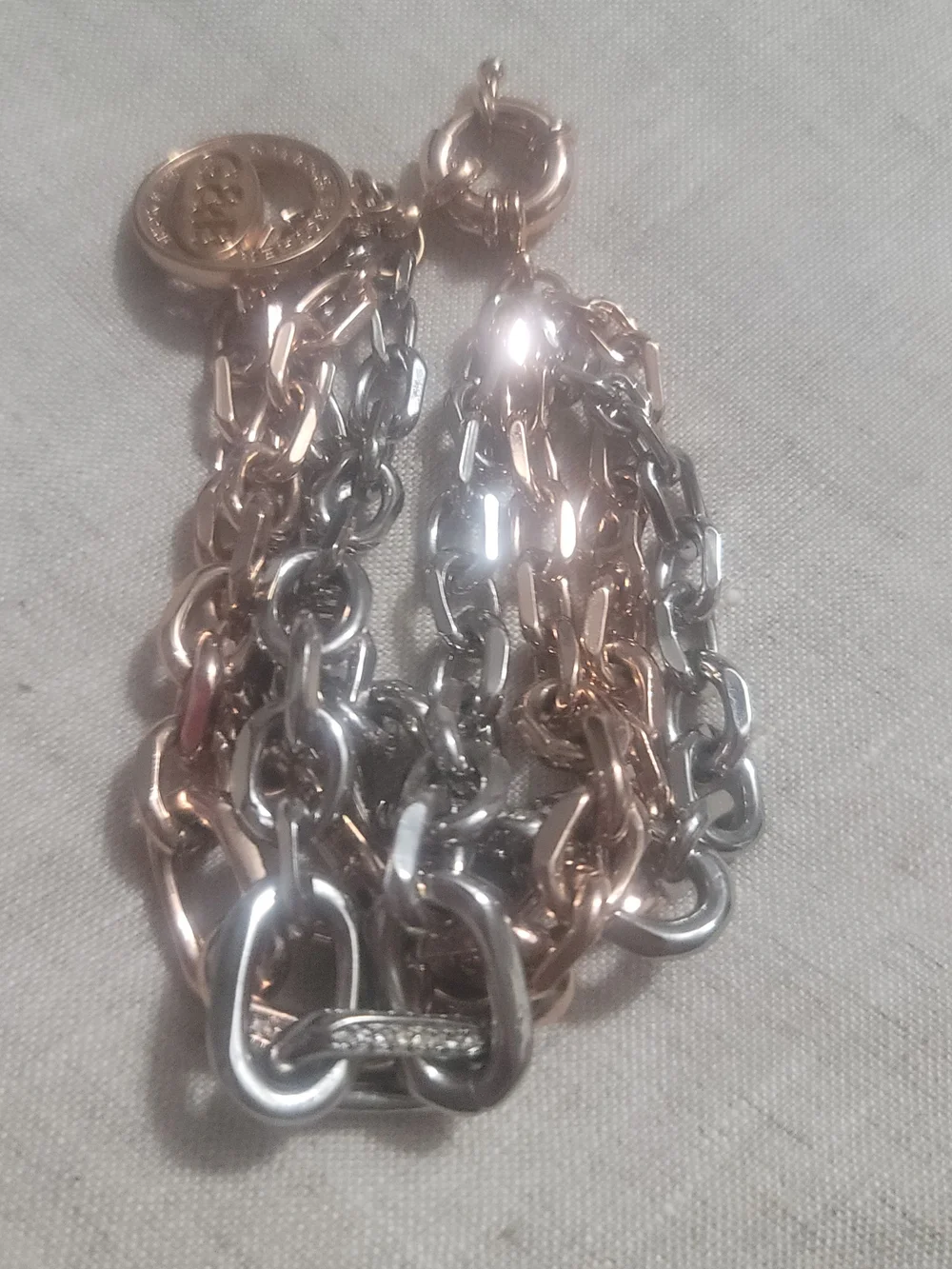 Dual-Tone Link Chain Bracelet Set — Rose Gold & Silver